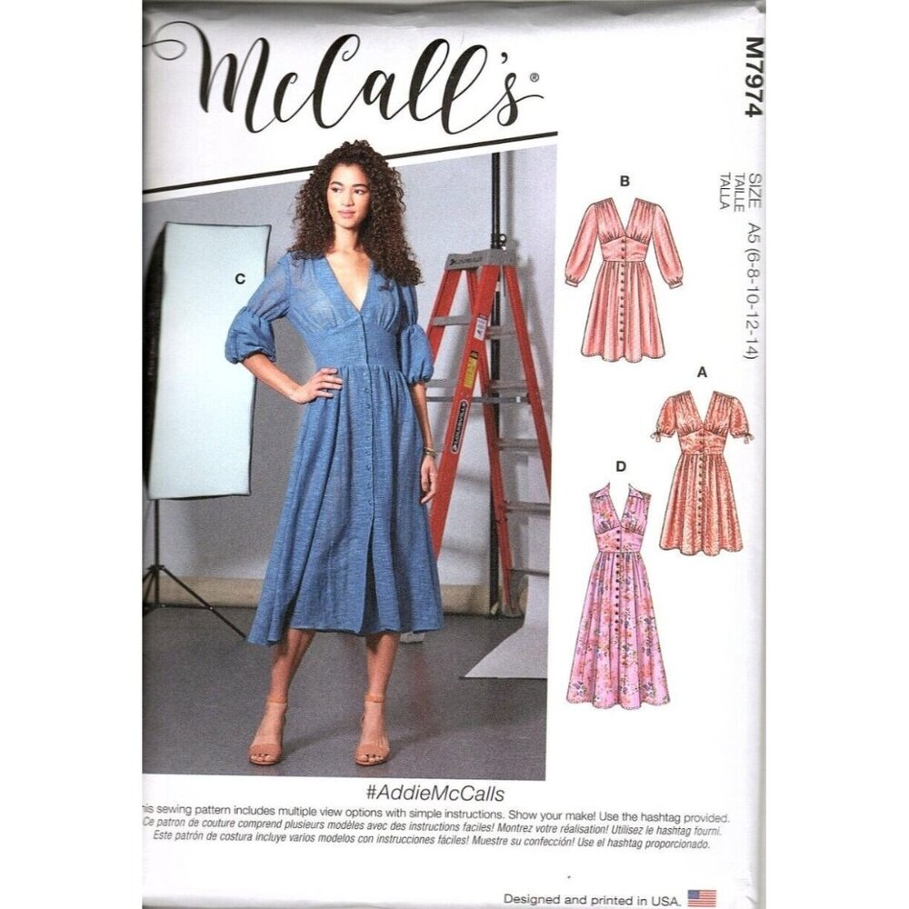 McCall's M7974 Misses 6 to 14 Button Front Dress Uncut Sewing Pattern New